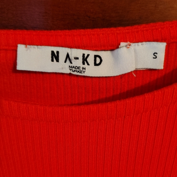 NA KD Red Open Back Long Sleeve Ribbed Dress Sz Small - Picture 4 of 4
